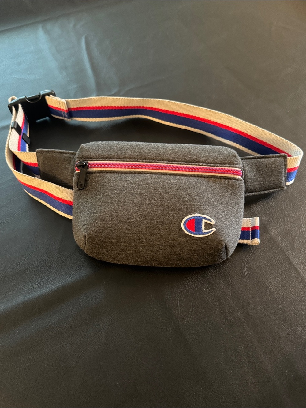 Champion Charcoal Belt Bag with Striped Strap